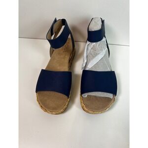 SOUL Naturalizer Women Navy Blue Wedge Ankle‎ Strap Sandals Espadrille 9.5 M NWT